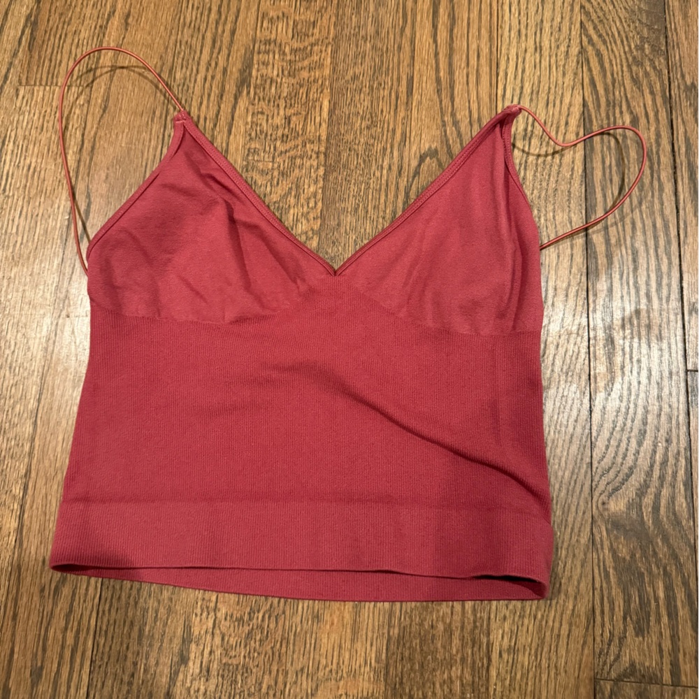Free People Ribbed V-Neck Brami Red/pink M/L